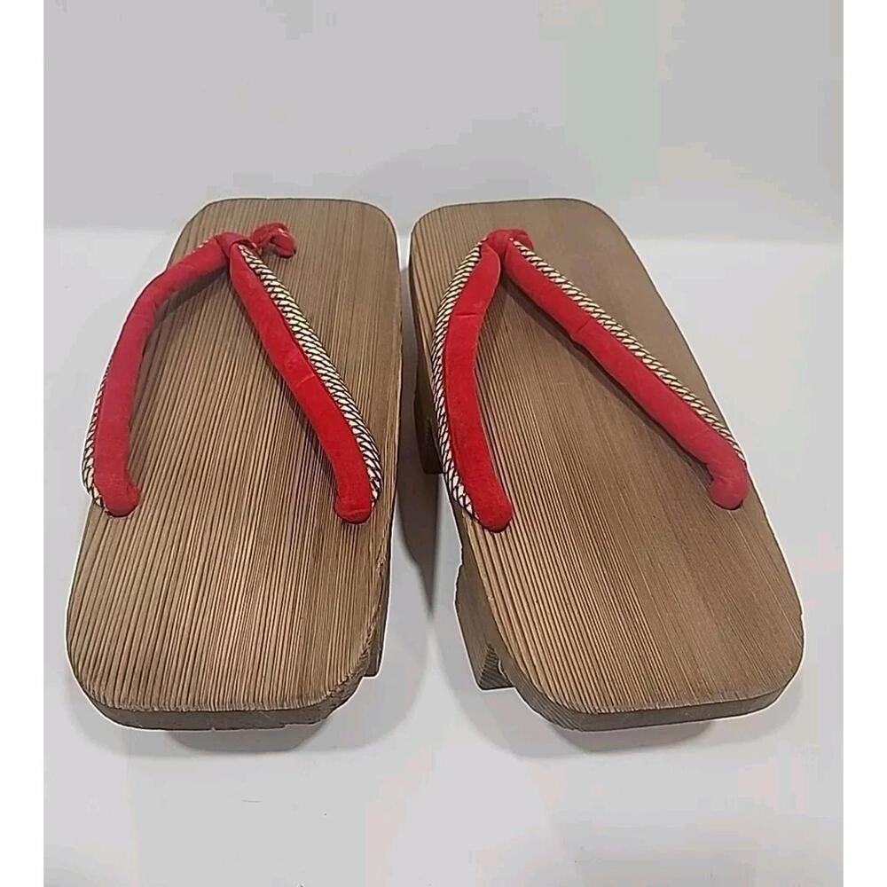 Vintage Women's Japanese Zori wooden Geisha Kimono Platforms Sandals Shoes